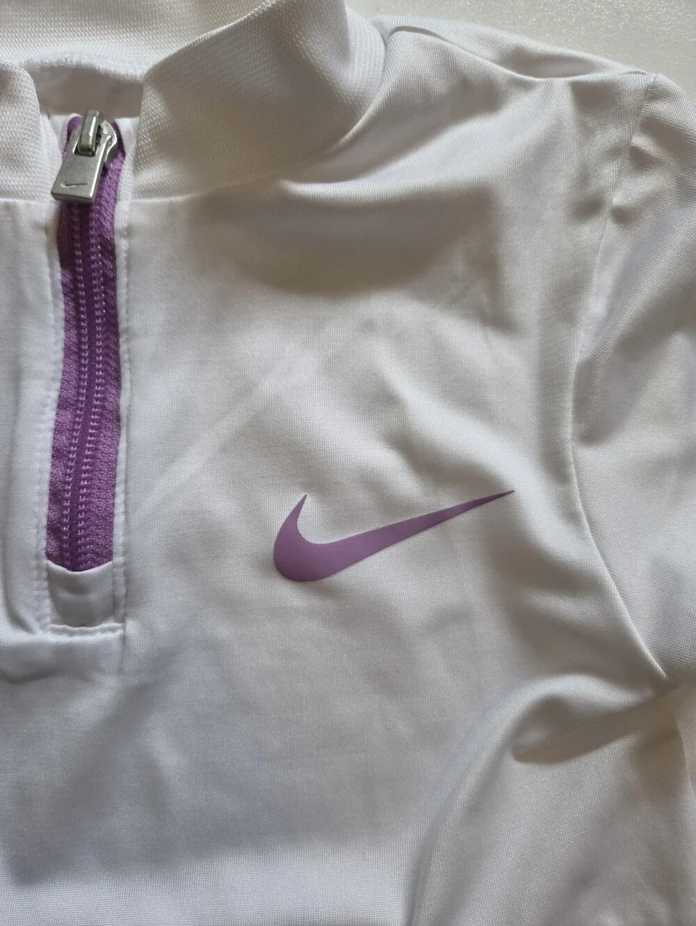 Nike Girls Short-Sleeve with Purple Zip & Swoosh